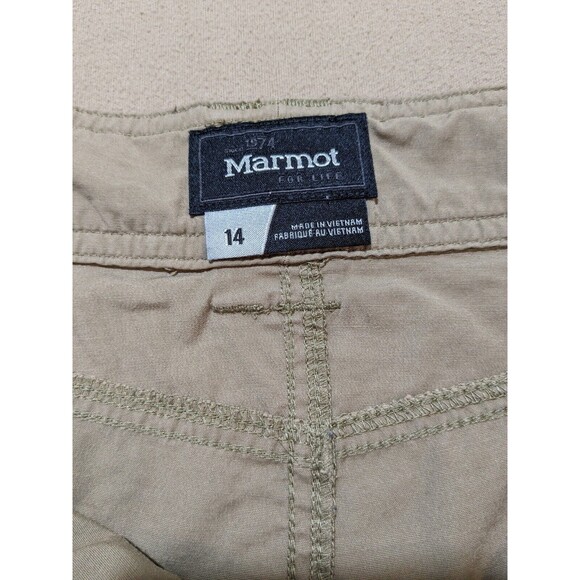 Marmot Light Weight Hiking Shorts Khaki Cotton Blend-Size 14  READ DESCRIPTION!! - Picture 7 of 12